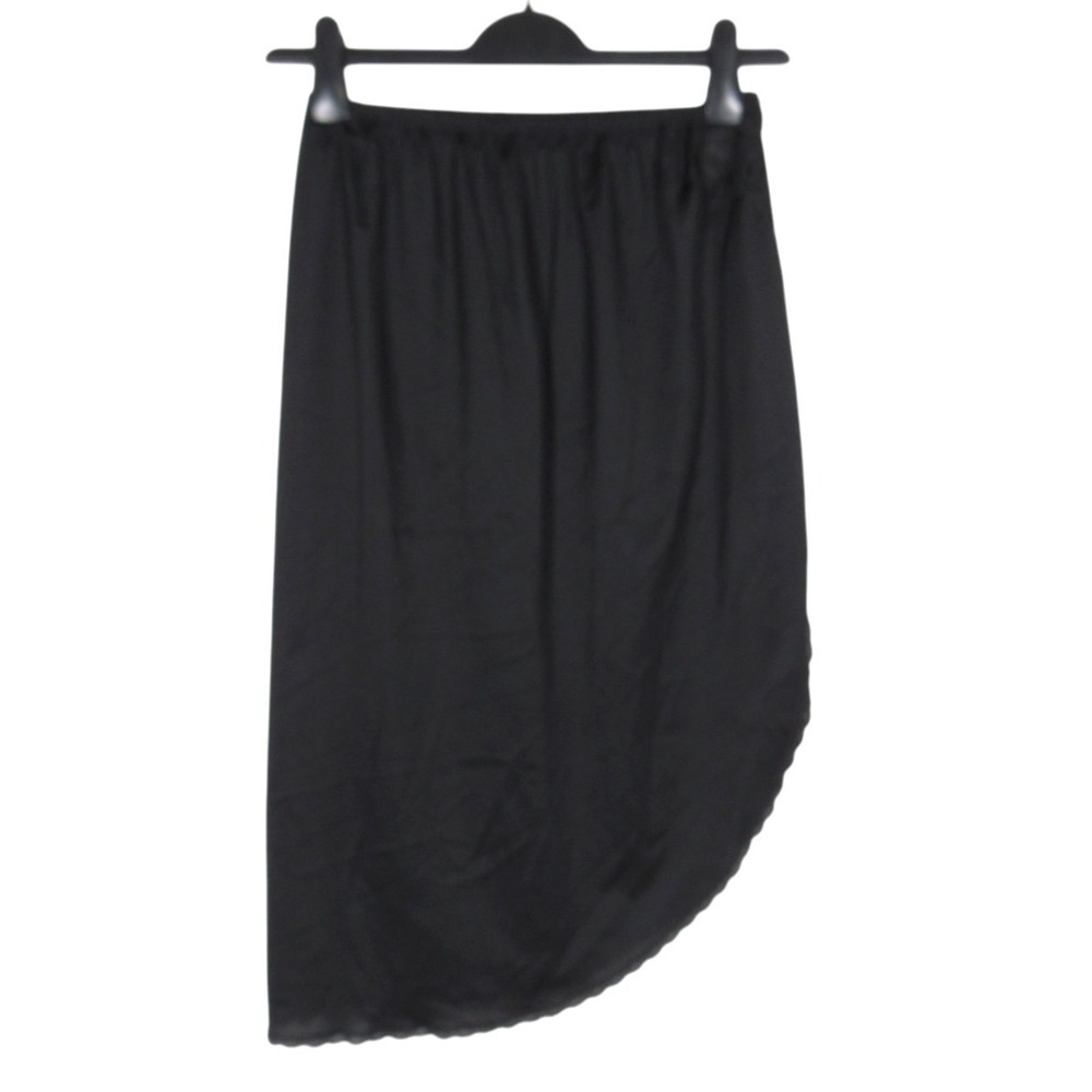 VTG VANITY FAIR Silky NYLON Black HIGH SIDE SLIT Lace Detail HALF SLIP Sz M